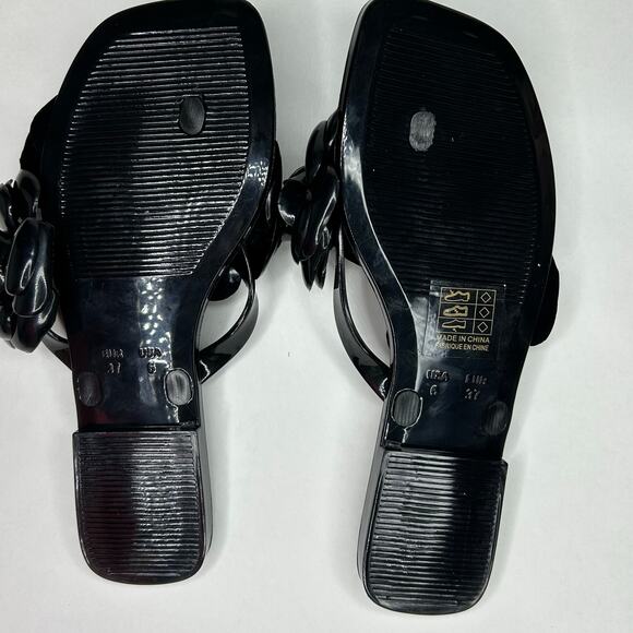 Jeffrey Campbell Jelly Flip Flop Sandal/ size 6M eur 37- black shiny women - Picture 5 of 5